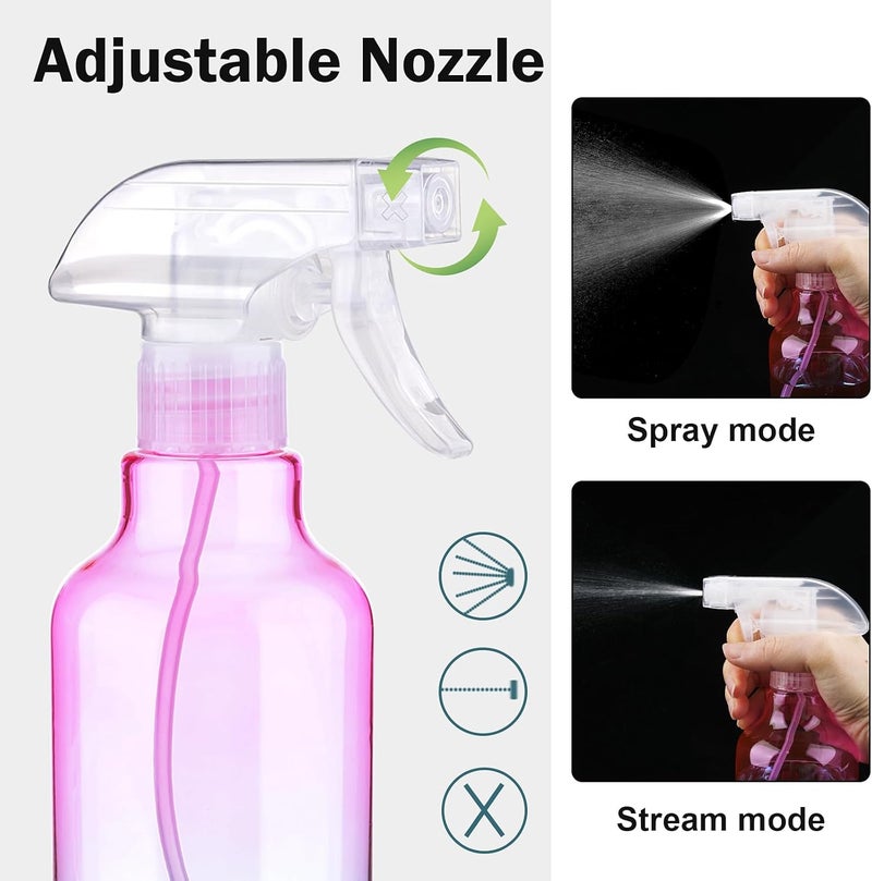 Hethyo Spray Bottles Plastic Spray Bottle for Hair Mist/Stream Heavy Duty Empty Spray Bottles for Cleaning Solutions, Plants, Cooking (16.9oz-Gradient+nozzle) - Image 3